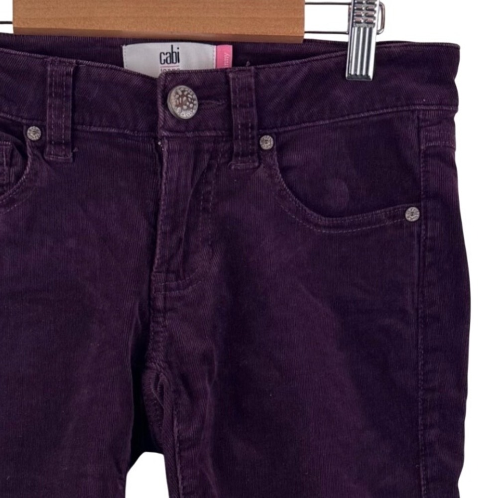 Cabi Corduroy Pants Women 0 Purple Skinny Low Rise 5-Pocket 3197 Plum